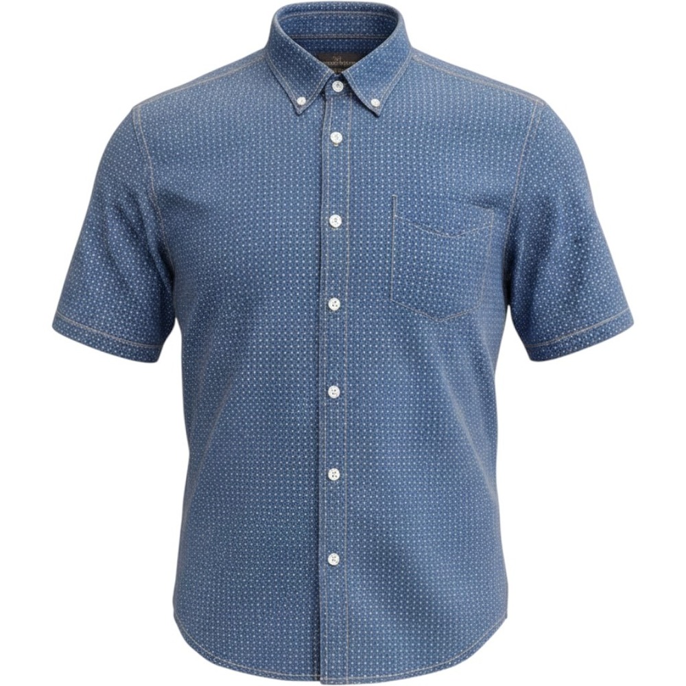 Rodd‎ & Gunn Mens Blue Paisley Print Short Sleeve Button Down Shirt Sports Fit M